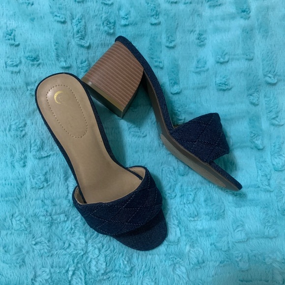 Comfort Denim Wedge Sandals Sz 8 - Picture 6 of 11